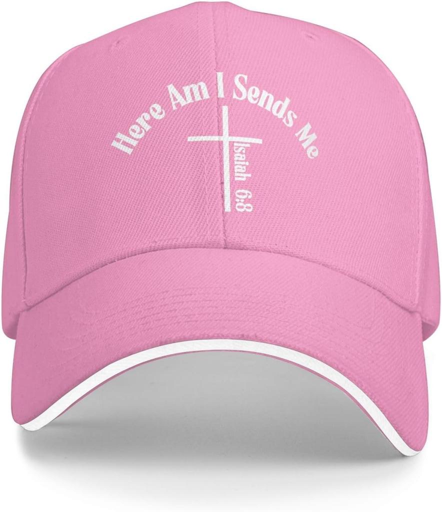 Hier bin ich Sendet mich Jesaja 68 Kreuz Grafik Trucker Cap Verstellbare Polyester Baseballkappe für Männer Frauen