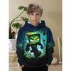 Boys' Minimalist Printed Hoodie, Fashionable All Season Casual Round Neck Long Sleeved Pullover Sweatshirt