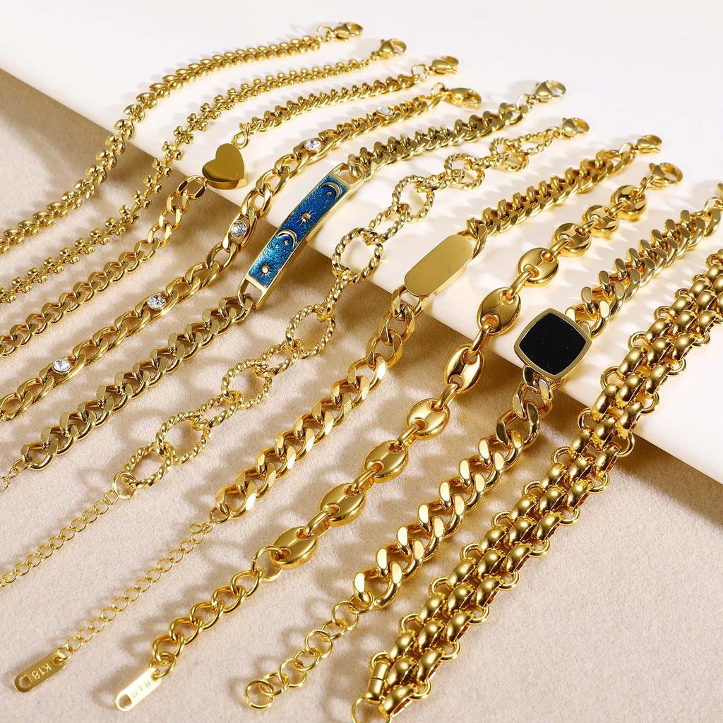 Bracelet Stainless Steel Bracelet Women'S Bracelet Zircon Coarse Chain Jewelry, Accessories