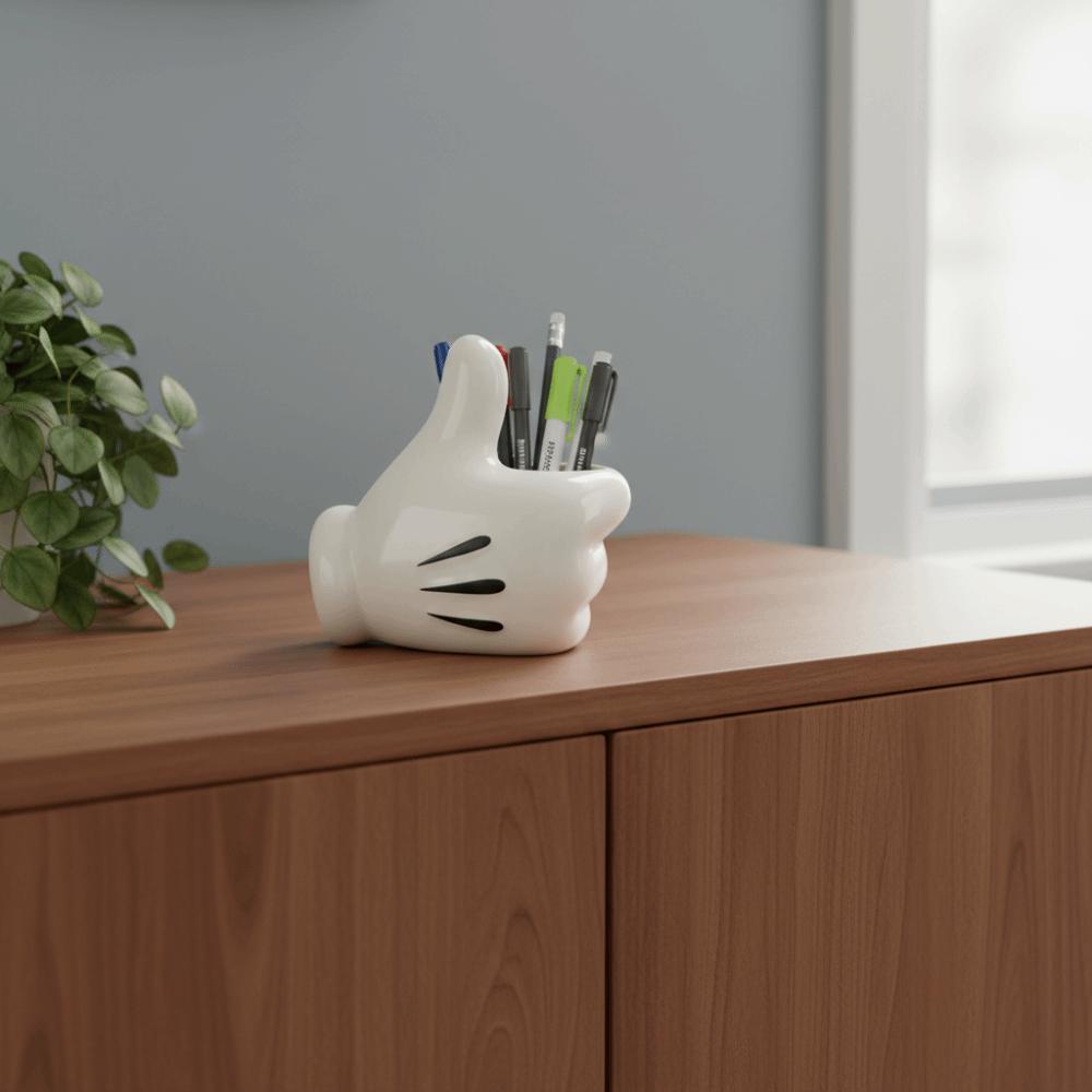 Creative Design Storage Ornament Cute Cartoon Desktop Ornament Thumbs Up Pen Holder  Office Decor