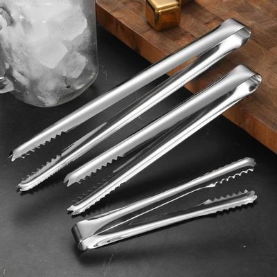Pinze da Ghiaccio in Acciaio Inossidabile con Presa Dentellata Pinze Alimentari Robuste per Bar Ristoranti Utensili da Cucina Antiruggine per Cubetti di Ghiaccio Zucchero Snack