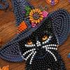 Schwarze Katze Halloween Dekoration Mond Strassstein Malset, Facettierter Kunstkristall Hängende Dekoration, Diamond Art Projekte für Erwachsene DIY Bastel Fensterdekoration für
