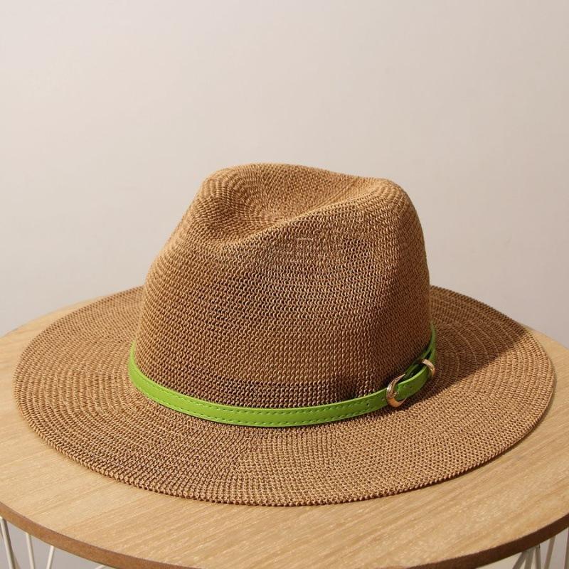 Classic Beige Panama Straw Hat Women's Casual Versatile Wide Brim Straw Hat Men's Summer Top Hat Sun Hat Women's