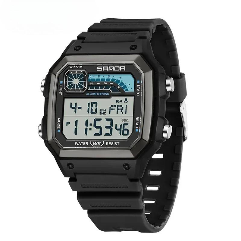 LED Multifunction Alarm Clock Waterproof Digital 2 Time Wristwatches Sport Electronic Watch for Men Chrono Relojes
