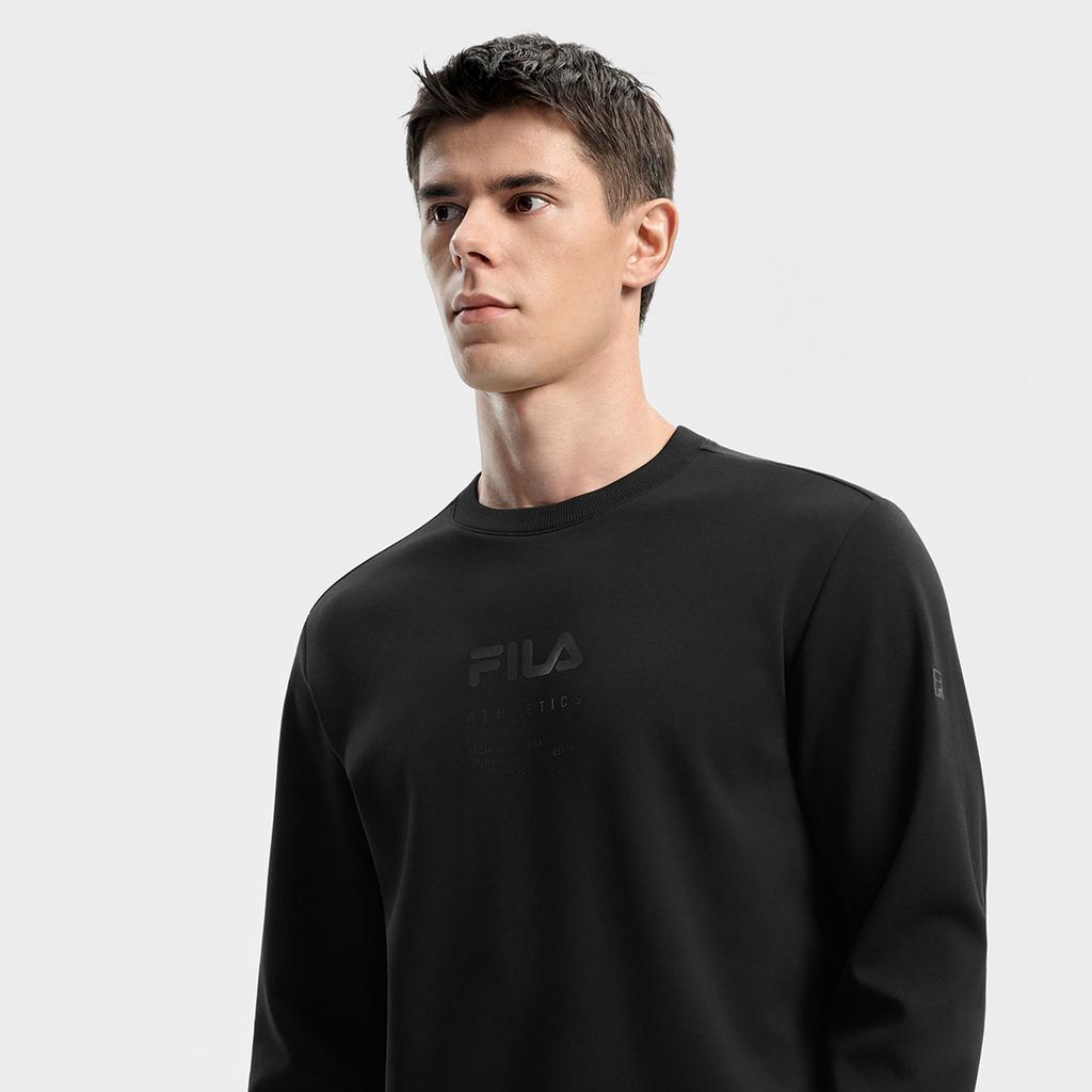 Fila Fitness Series Classic Casual Sports Training Loose Pullover Crewneck Sweatshirt Men Sweatshirt Deep-Black A11M541217FBK