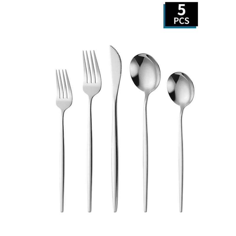 

Наборы столовых приборов из нержавеющей стали, набор столовых приборов из ложки, вилки, ножей, золотые столовые приборы, набор столовых приборов Rainbow из 5 предметов с чайной вилкой