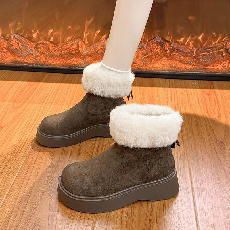 Counter Fleece Thick-soled Height-increasing Martin Boots 22 New Retro Fleece Warm Snow Boots