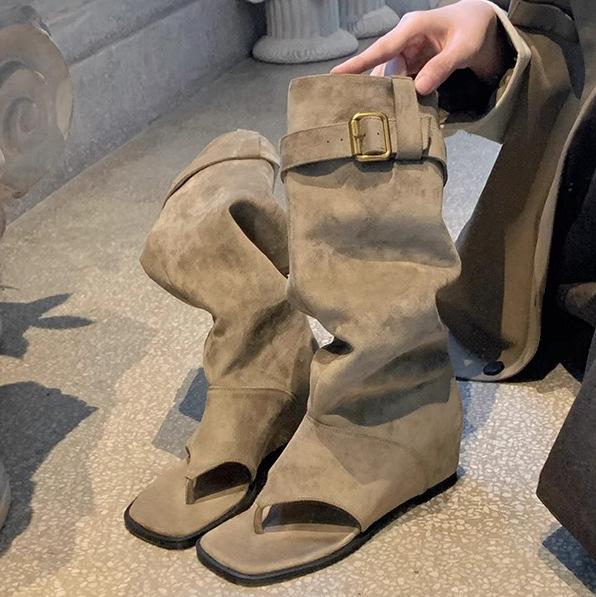 Grape Mother 2025 Autumn and Summer New Fashion Toe Cool Boots Casual Style Korean Version Versatile Women's Boots Single Breathable Boots