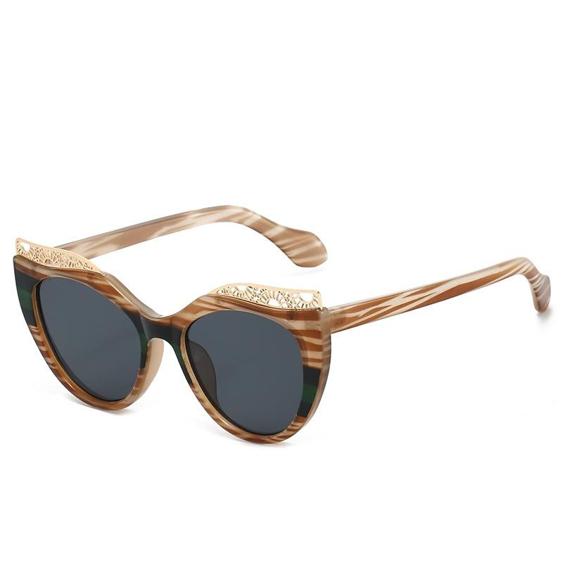 New Luxury Colorful Cat Eye Sunglasses for Women Hollow Frame Design UV400 Protection All Match Casual Glasses