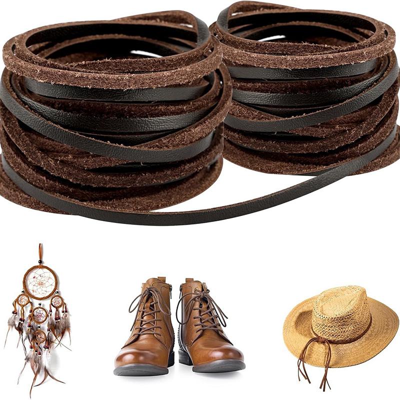 Retro Genuine Leather Cord 3Mm Flat Strand Cow Leather Rope Fit Necklace Bracelets Diy Jewelry Making Accessories