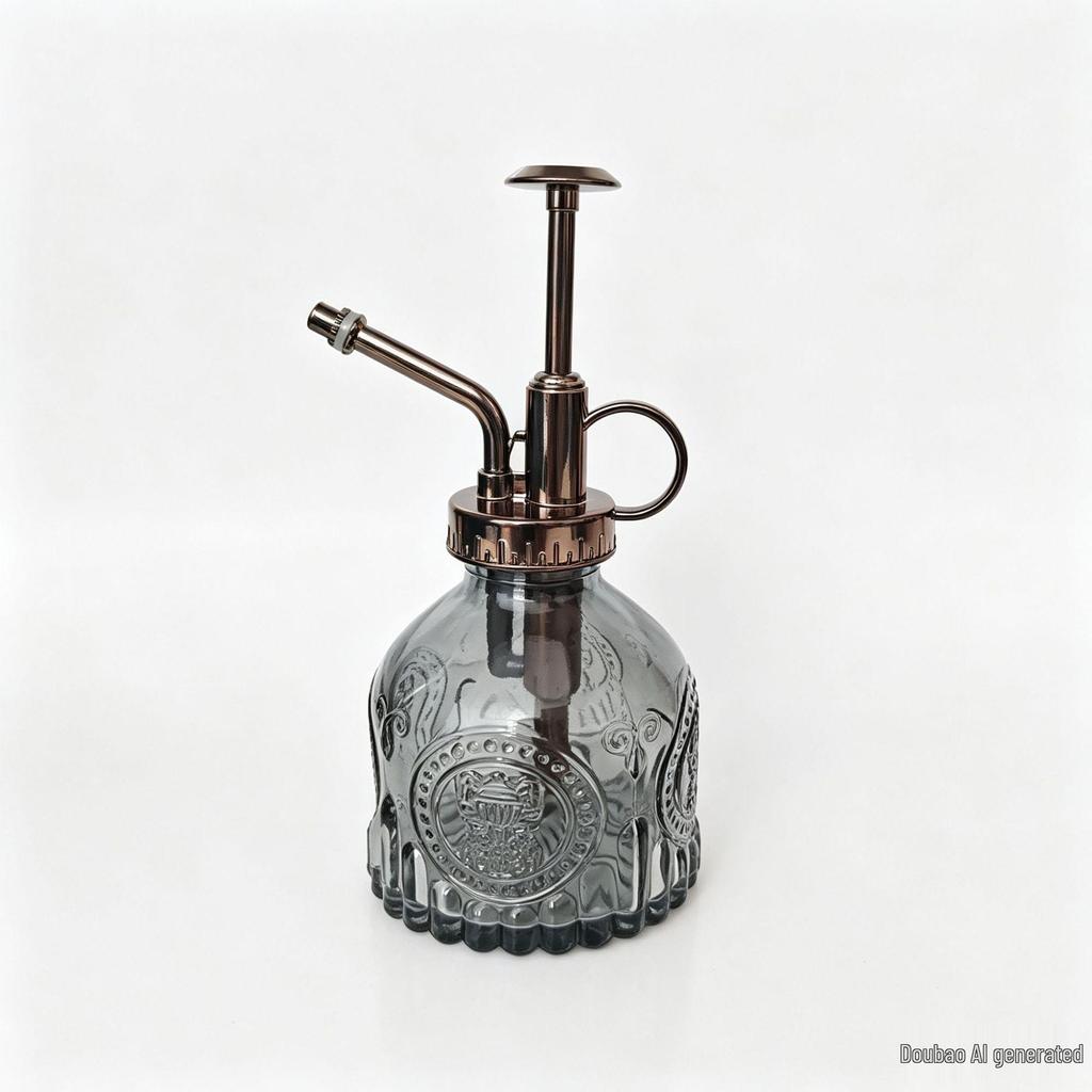 Retro Embossed Glass Spray Bottle – Small Pressure Watering Can for Garden & Home Flowers