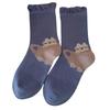 Fashionable Middle Calf Socks with Cartoon Animal Designs in Soft Cotton Bubble Cuffs Crew Socks Hosiery for Women Teens