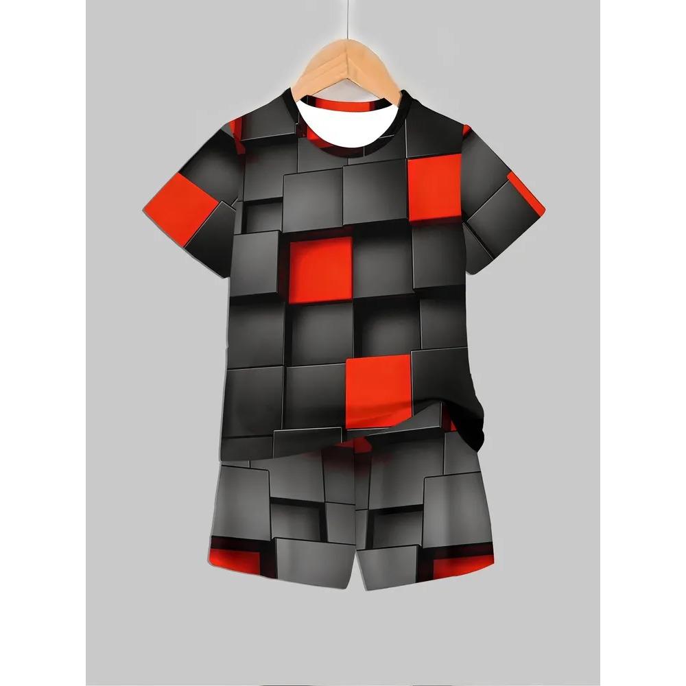 Summer Cartoon Creative Fun Pattern Children's Summer Fashion Comfortable Soft Breathable Short Sleeved Two-piece Set