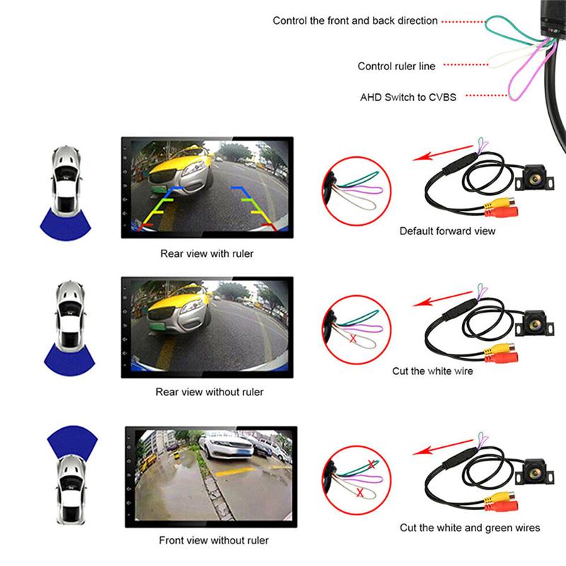 1080p Car Reversing Camera 170° Wide Angle Adjustable Lens Night Vision Parking Reversing Mirror CVBS Rear Backup Camera