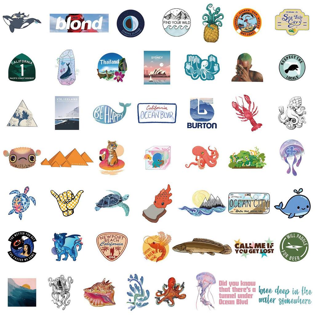 50PCS Cute Shark Cartoon Stickers for Phone, Computer, Laptop & Book - Waterproof Decorative Stationery Stickers