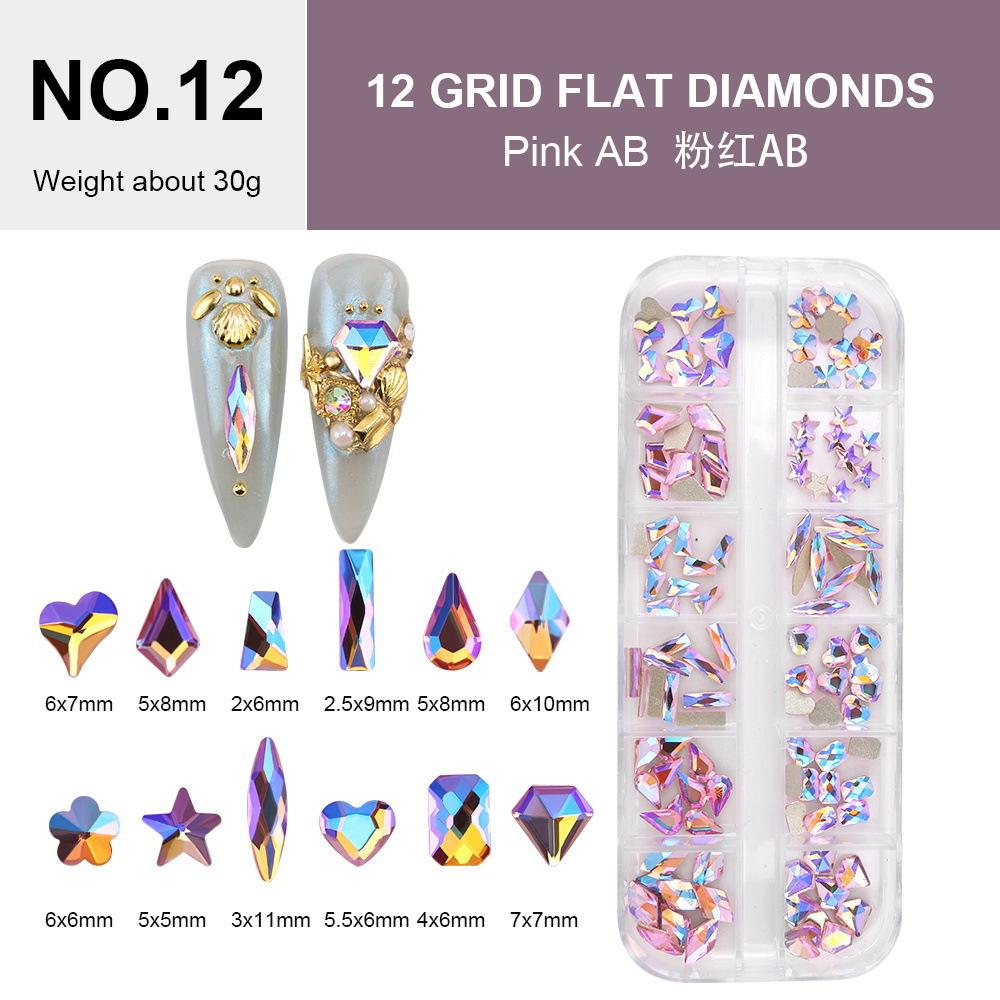 Electroplated Flat-Bottomed Nail Art Jewelry Glass Special-Shaped Rhinestone Set Nail Decoration Diy Jewelry Accessories