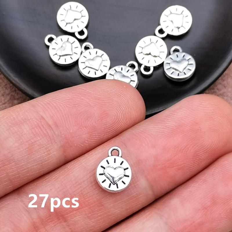 

27 heart-shaped circular charm pendants, Bohemian style jewelry accessories, handmade DIY jewelry making bracelets, necklaces, e 27pcs срібний