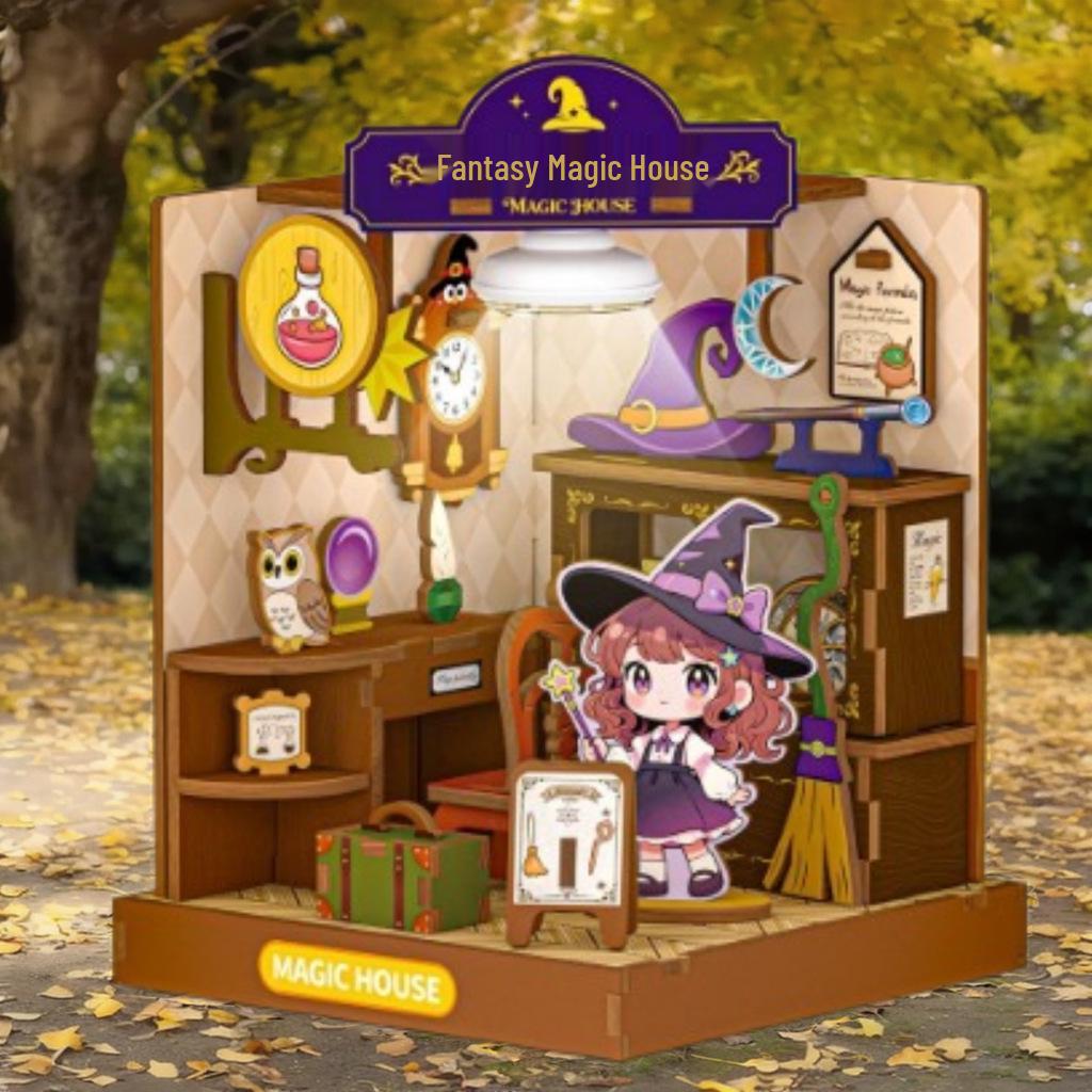 

3D Wooden DIY Terrarium Assembly with Lights: Children s Study Model Toy Playhouse Magic House