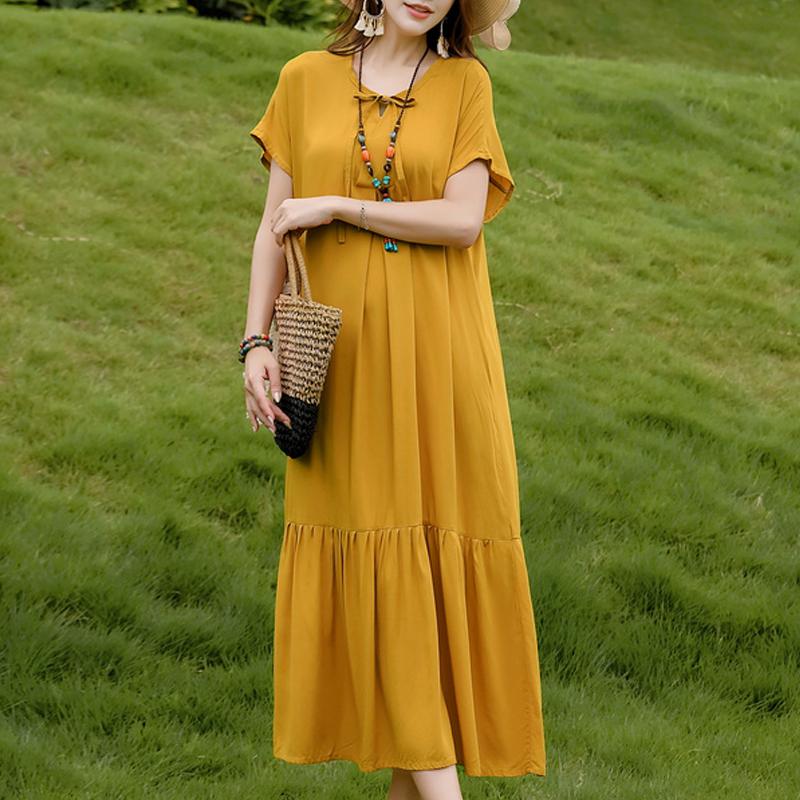 Women's Plus Size Floral Print Short Sleeve Maxi Dress, Loose Casual Summer Sundress (XL-5XL)