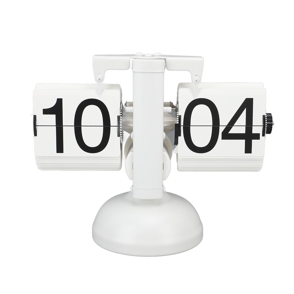 Flip Clock Large Number Battery Powered 304 Stainless Steel Tabletop Retro Flip Clock for Home Office 24 Hours