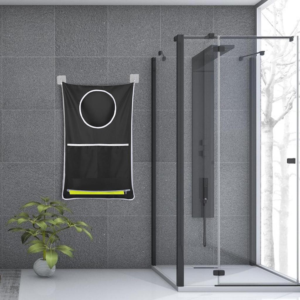 Round Hanging Laundry Basket and Storage Bag for Bathroom Doors