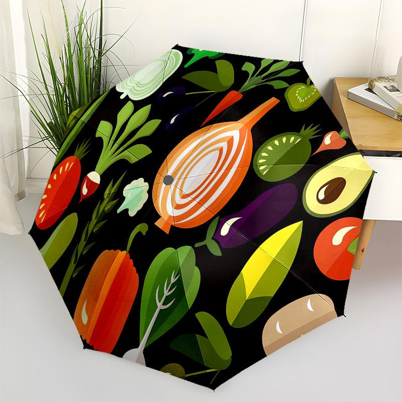 

1pc Colorful Vegetables Pattern Umbrella with Plastic Handle,Compact & Stylish,Cartoon Pattern,Outdoor UmbrellaPT297