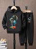 Girls' Fashion Hoodie & Headphones Two-Piece Set - Autumn/Winter Velvet Cartoon Pullover