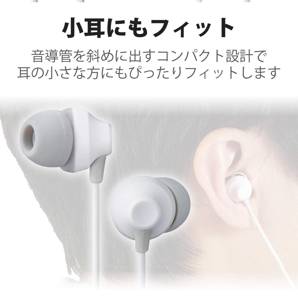 ELECOM Fast Music F12C Stereo Earphones, In-Ear Type, 3.5mm Diameter, with Microphone, 10.0mm Diameter, White, EHP-F12CMWH