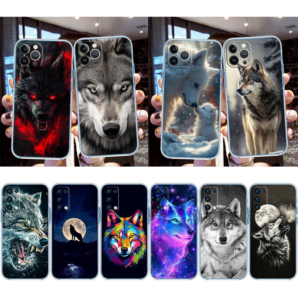 UP6 Transparentes Handyhülle mit Wolf-Motiv für Samsung Galaxy A04 A04S A14 A23 A34 A54 M23 M33 M52 M53
