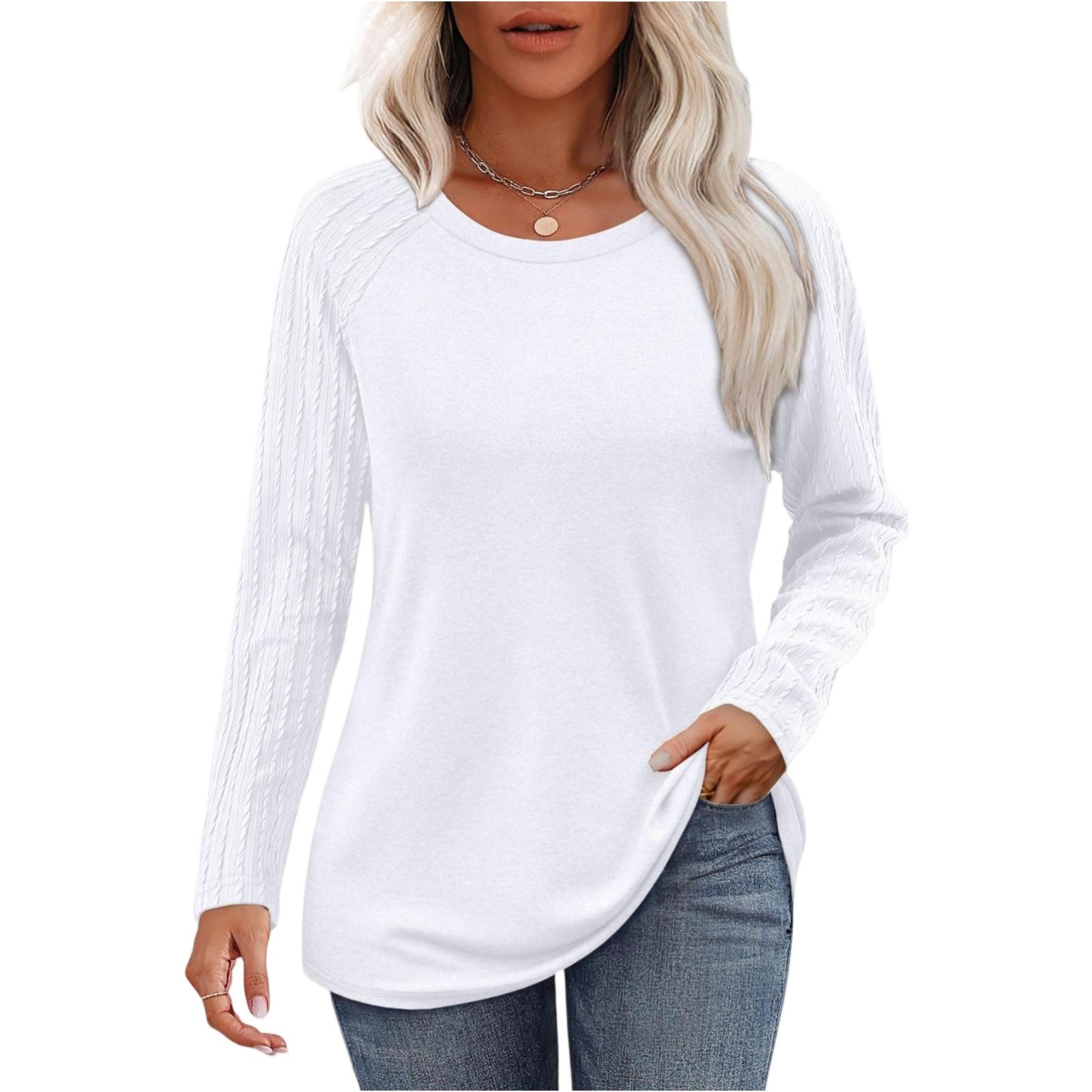 

Women s Solid-color Fashionable Long-sleeved Top XL белый