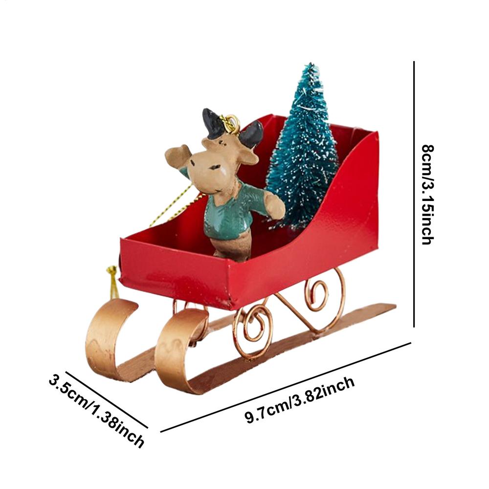

Christmas Tree Ornaments Christmas Sleigh Decoration Holding Tree Iron Pendant for Holiday Party Indoor Outdoor Home Fireplace червоний