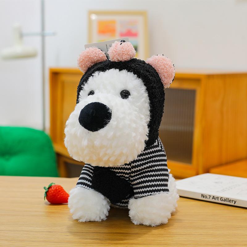 Popular West Highland Puppy Pendant Plush Doll Cute Dressed Dog Keychain Charm Scribbled Dog Doll
