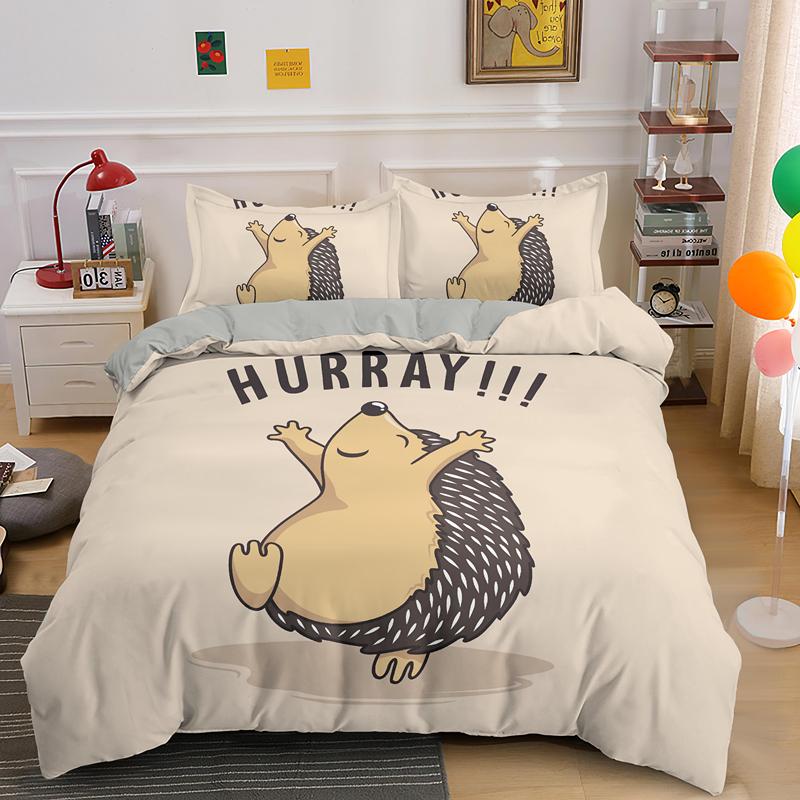 

Милый ежик пододеяльник 3D мультфильм животных комплект постельного белья King Full Queen Size микрофибра 2/3 шт одеяло чехол с наволочками 70x133cm 2pcs