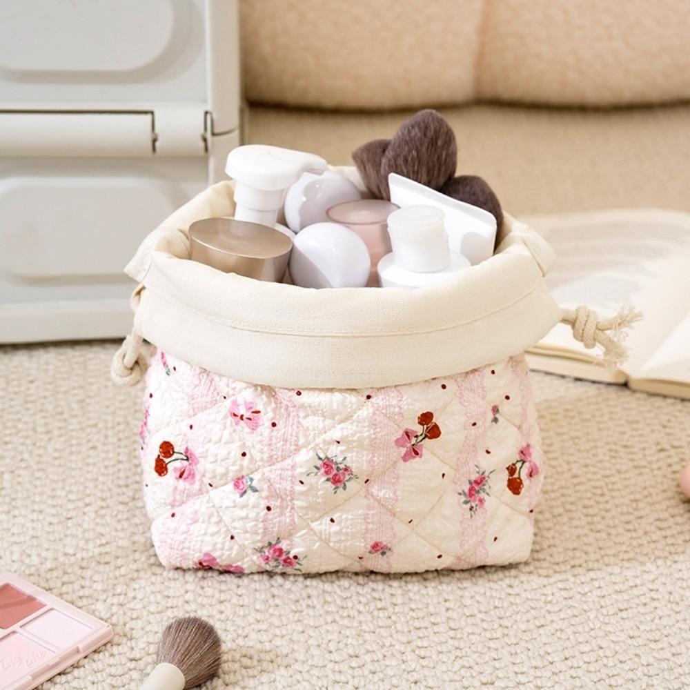 Jewelry Storage Bag Cosmetic Bag Drawstring Flower Makeup Bag Portable Coin Purse  Travel