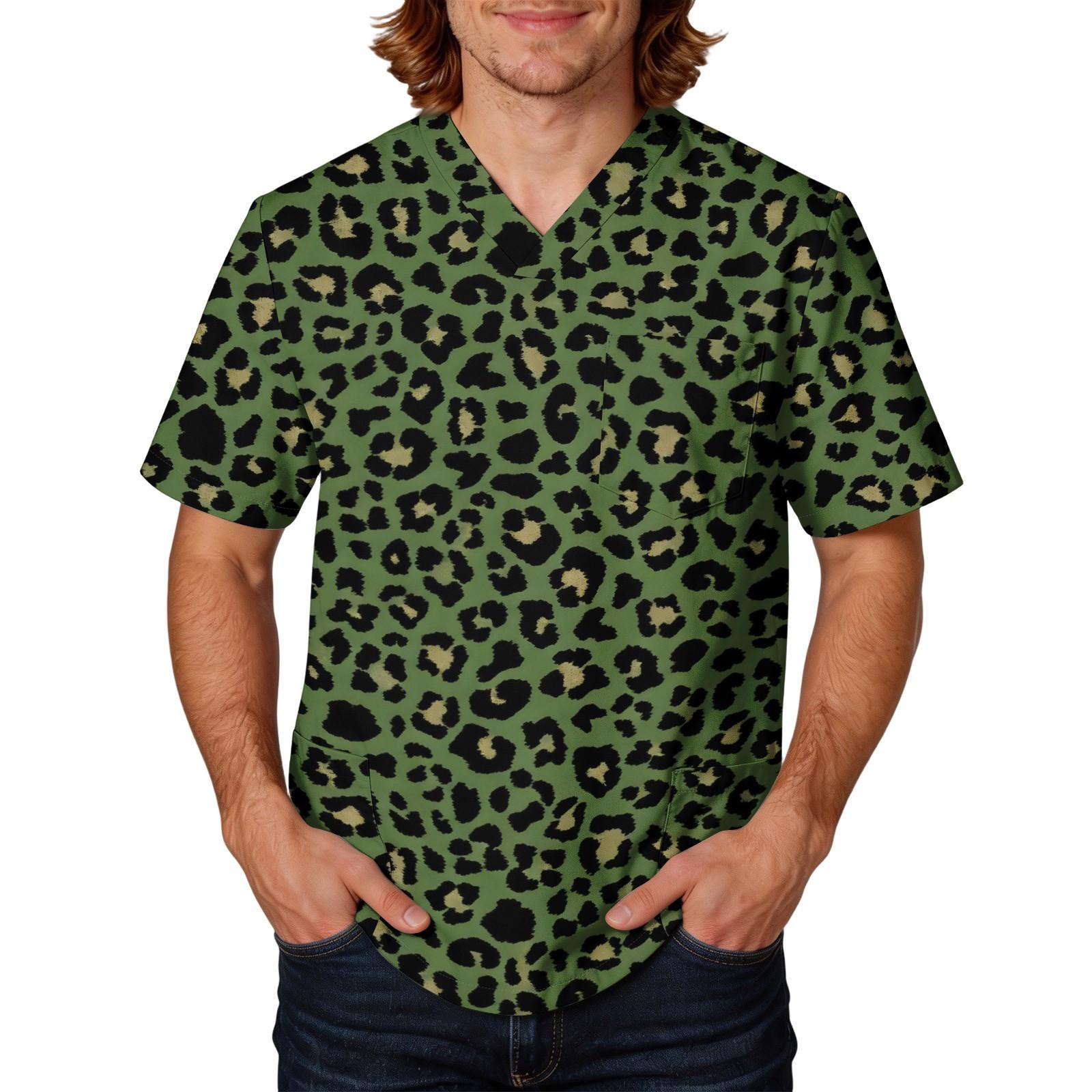 Men s Casual V Neck Short Sleeve Work Shirt with Large Pockets Lightweight Comfortable Fit for Healthcare and Service Professionals L