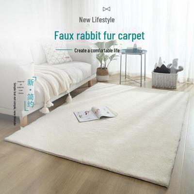 Moderner Teppich aus Kaninchenfell-Imitat für Wohnzimmer und Schlafzimmer – Niedliche, waschbare, individuell gestaltbare, vollflächige Bodenmatte
