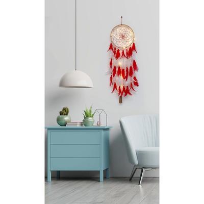 Handcrafted Dream Catcher for Bedroom,Living Room,Home Decor with Light, Positive Energy Decorative Show Piece |Rustic Boho Wall Hanging