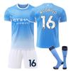2026-27 Manchester City Heim #16 RODRIGO Sport Trainings-Trikot-Set mit Socken für Jugendliche, Kinder, Erwachsene, Individueller Name Fußball-Kits
