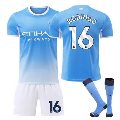 2026-27 Manchester City Domowy #16 RODRIGO Sportowy Zestaw Koszulki Treningowej ze Skarpetkami dla Nastolatków, Dzieci, Dorosłych z Niestandardowym Nazwiskiem Zestawy Piłkarskie