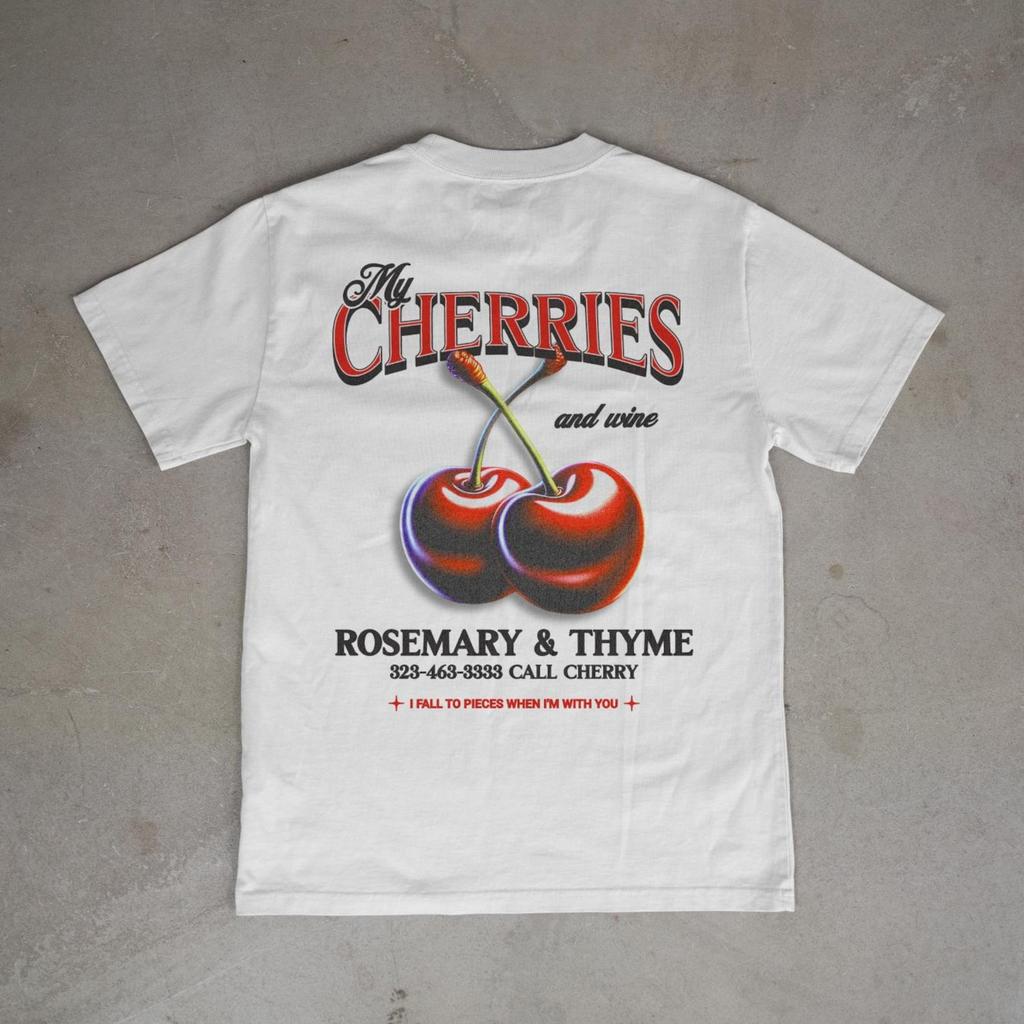 Vintage Cherry Graphic Tee | 100% Cotton, Designed in UK