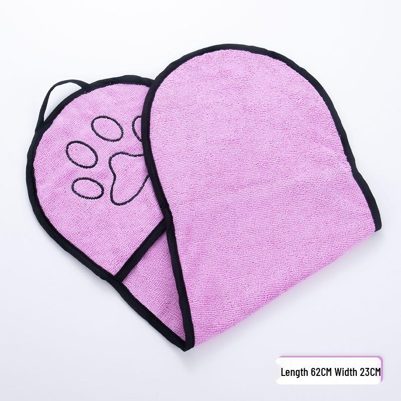 Chenille Dog & Cat Exfoliating Bath Towel Glove - Absorbent & Quick-Drying