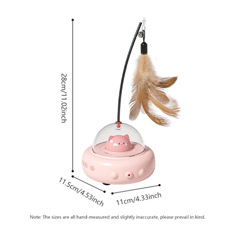 Intelligent Smart Electric UFO-Style Cat Teaser Stick Bell-Equipped Training Interactive Toy Replaceable Feather Cat Supplies