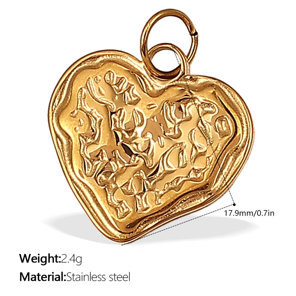  DIY Stainless Steel Gold Color PVD Plated Heart-Shaped Pendant Accessory for Handmade Jewelry Making Wholesale