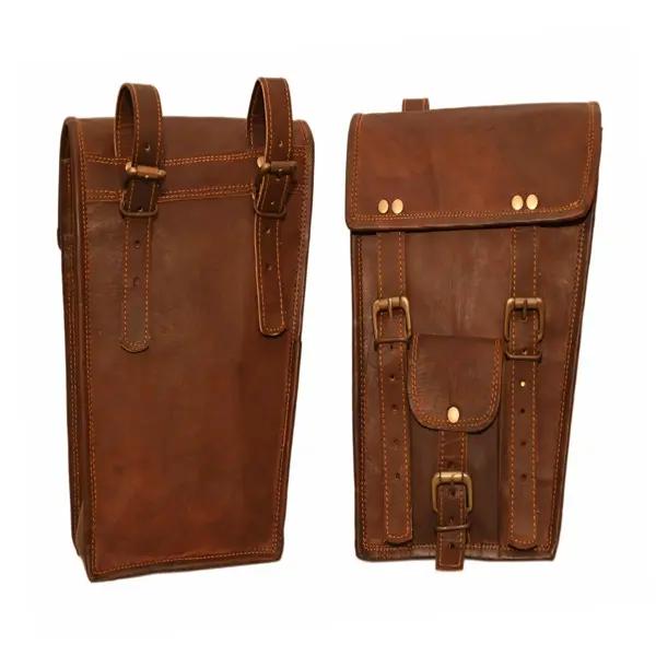 Vintage Leather Motorcycle Saddle Bags Set of 2  Handmade Full-Grain Heavy Duty Biker Luggage