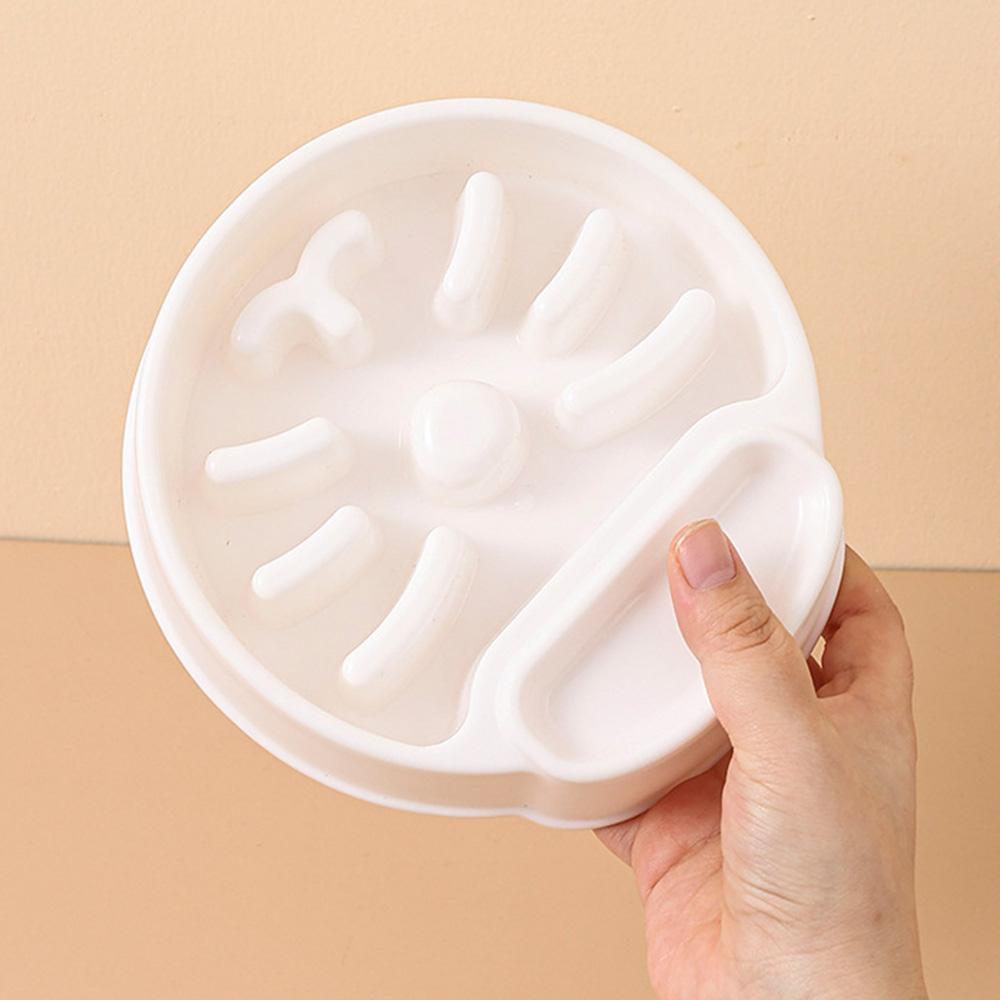 

Pet Slow Feeder Bowl - Plastic Single Bowl for Cats, Anti-Gulping Interactive Design, Non-Slip Pet Food Bowl, білий