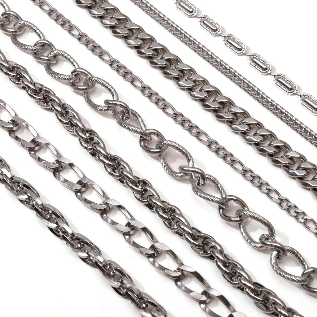 Chaîne Cœur en Acier Inoxydable de 0,5/1 Mètre Chaîne Cubaine Chaîne Punk de Base pour la Fabrication de Colliers Bracelets Bijoux Accessoires