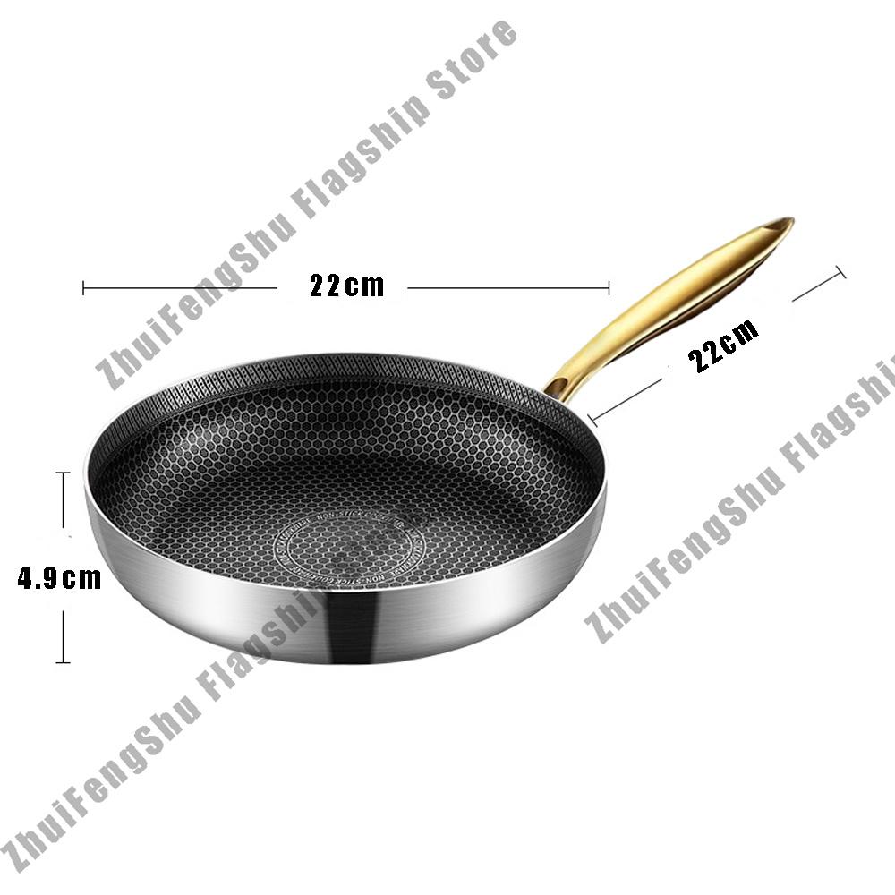 

30cm Frying Pan Wok Non-stick 316 Stainless Steel Honeycomb Pot Home Steak skillet Gas Stove Induction Saucepan Kitchen Cookware