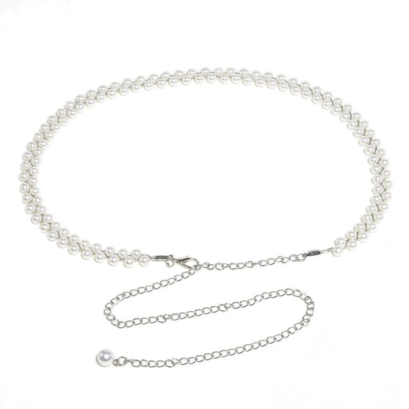 Belt Retro Pearl Waist Chain Women's Ins Style Simple Temperament Fashionable Pearl Chain Belt