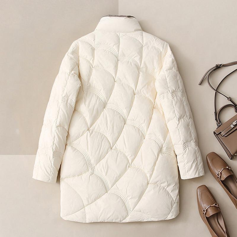 Winter Fashion Stand Collar X-Long Women Down Jackets Female Casual Loose Ultra Lightweigh White Duck Down Warm Coat