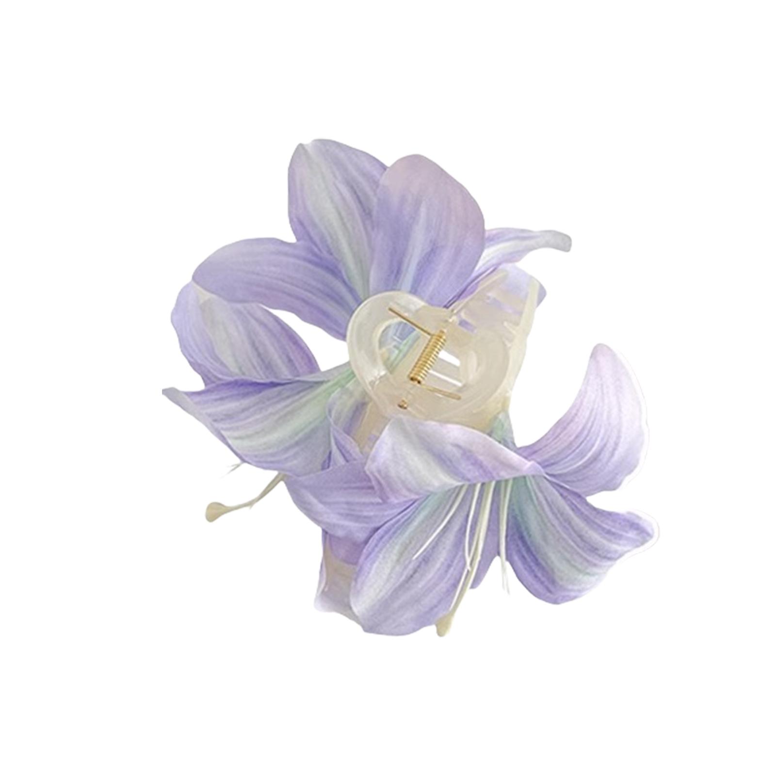 

Элегантный цветочный зажим-краб для волос для женщин и девушек, надежная фиксация, аксессуар для укладки, пластиковое украшение для волос для свадебной вечеринки фиолетовый